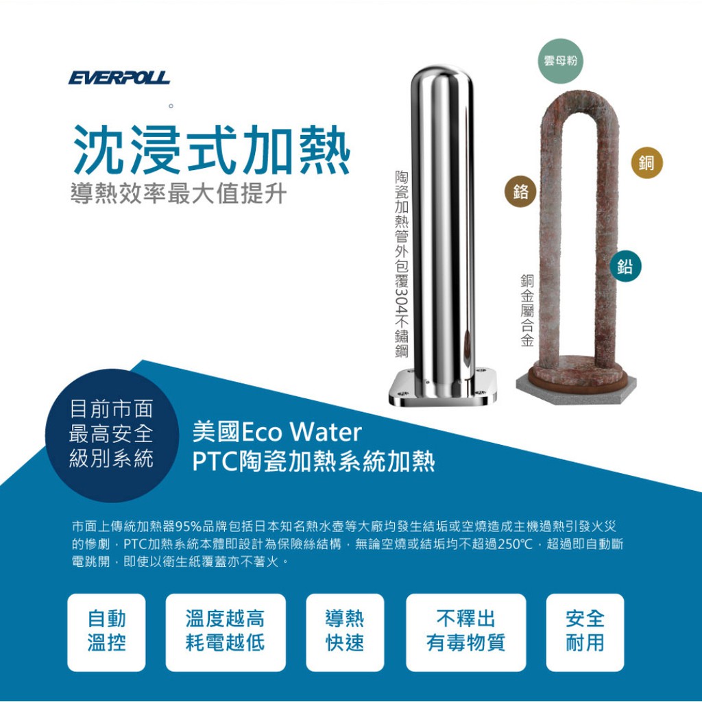 【麗水生活】愛科濾淨EVB298-E 廚下雙溫觸控飲水機+DC1000原廠公司貨EVERPOLL 過濾器飲水機, , large