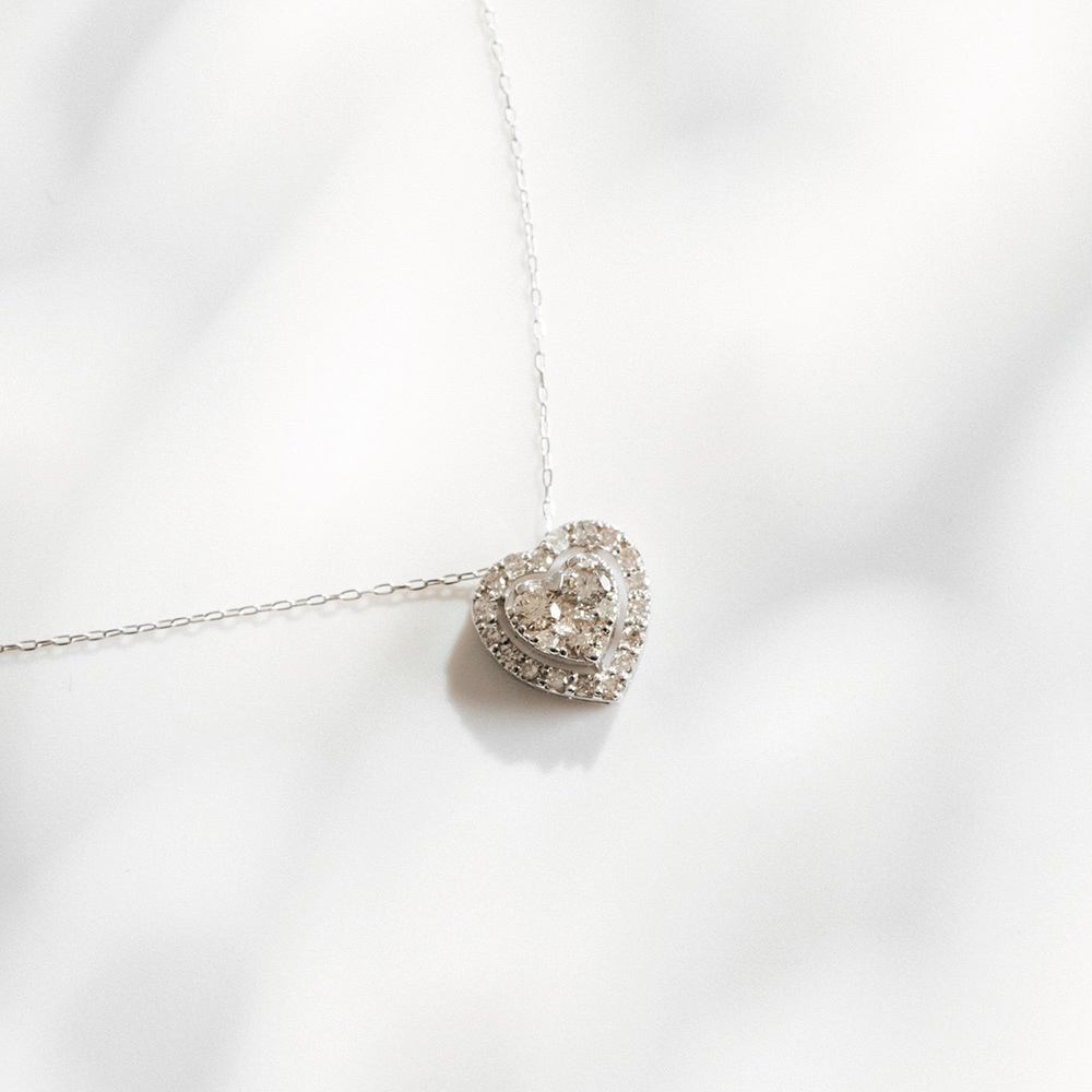 【真鑽項鍊】A'jane 18K白金 戀心之耀真鑽項鍊 A032510-001, , large