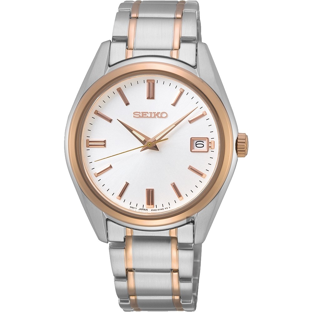 SEIKO 精工 CS 時尚石英女錶(SUR322P1)-銀x雙色/36mm, , large