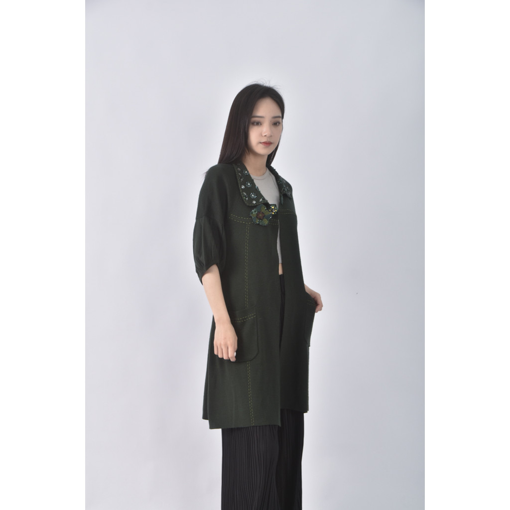 (L) i vicki羊毛素面綠色外套二手衣, , large