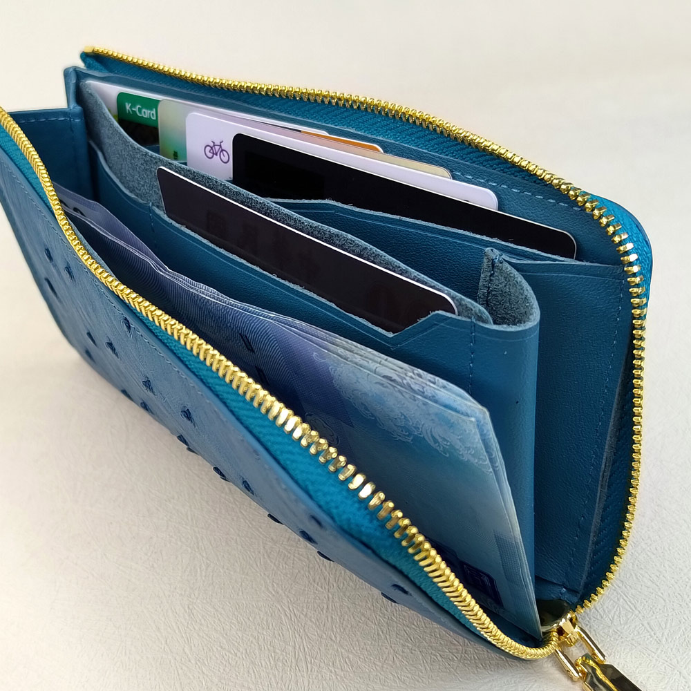 【M2nd】 Ostrich Slim Zip Wallet, , large