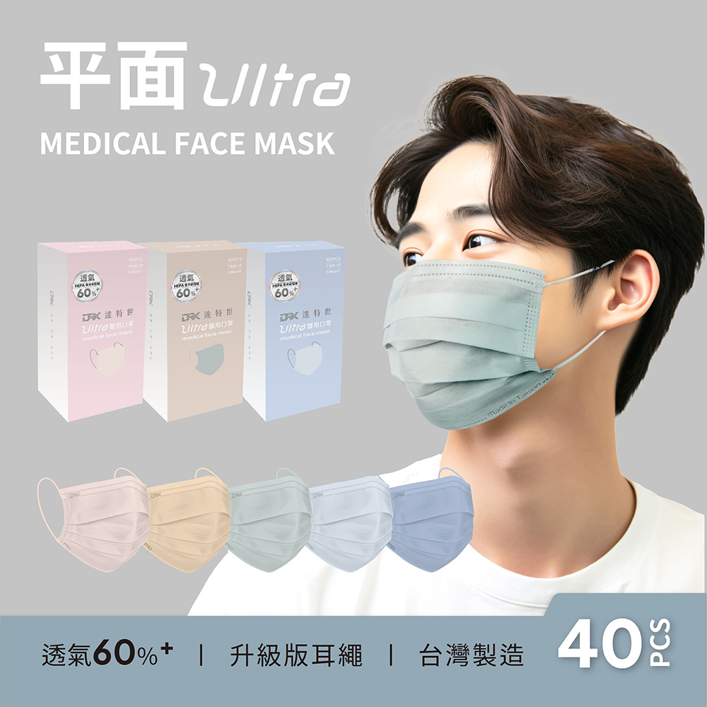 【DRX達特世】醫用平面Ultra口罩-成人40入