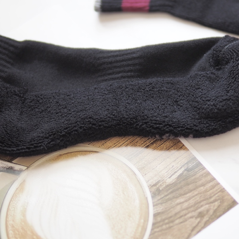 [Kaimei Cotton] 5-Pair Set MIT Made in Taiwan Pure Cotton 1/2 Towel Bottom Sports Socks Urban Black Two-Color Edges, , large