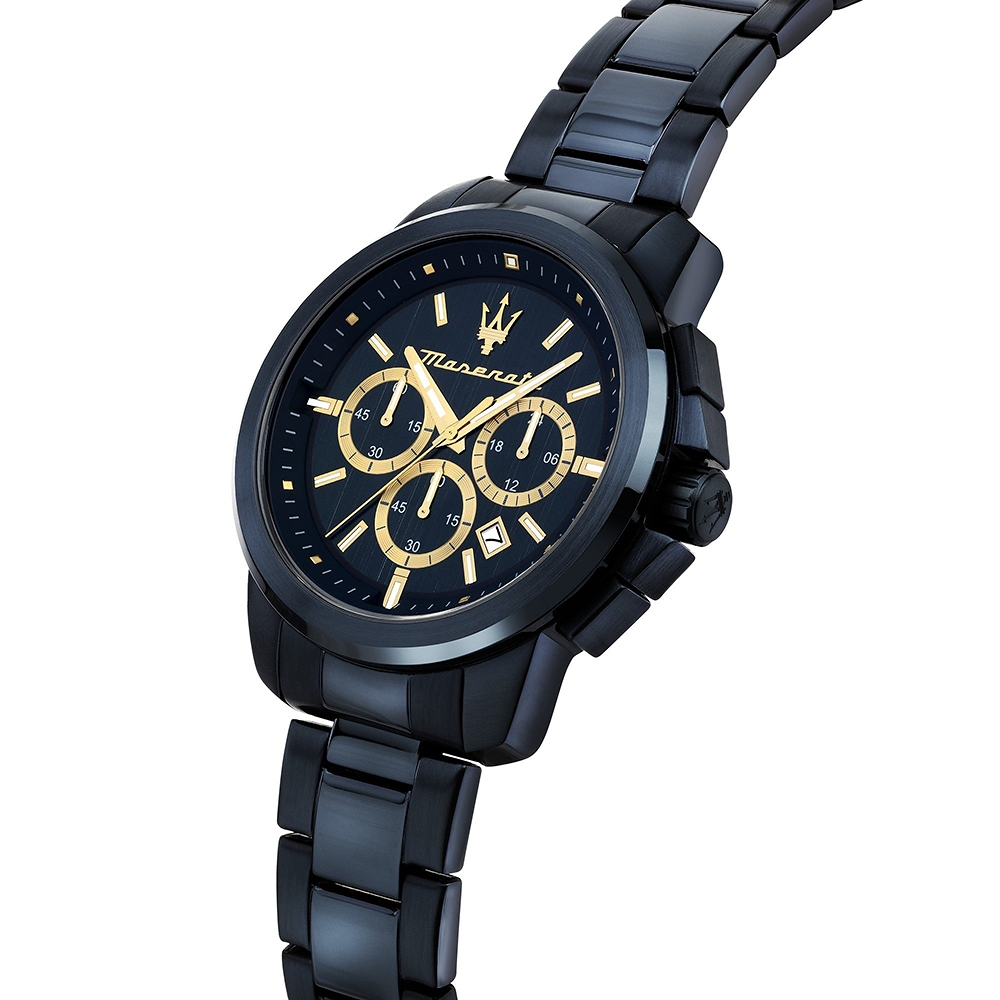 MASERATI 瑪莎拉蒂 Successo 綻藍三眼計時手錶-40mm R8873621040, , large