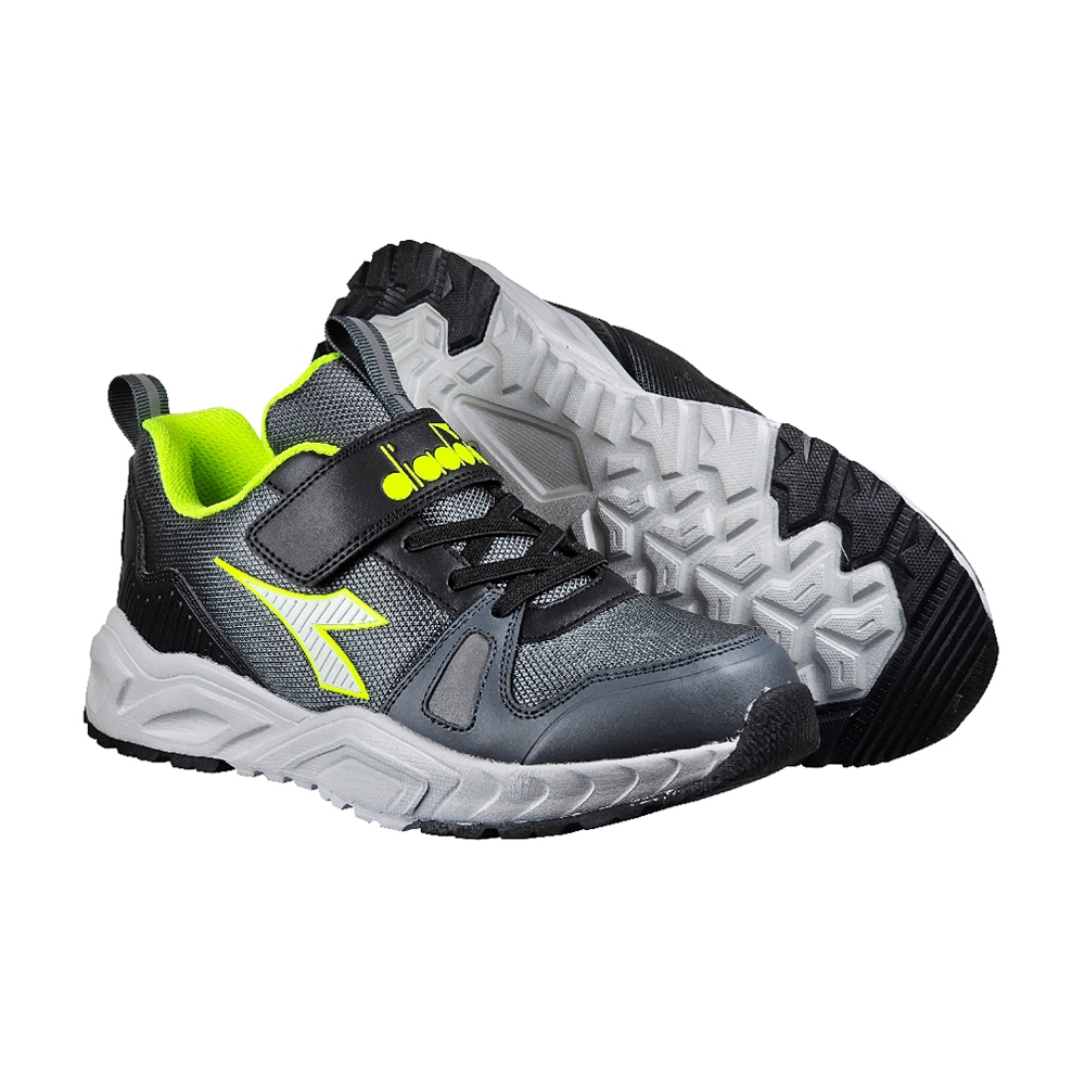 DIADORA迪亞多那 戶外大童越野鞋 童運動鞋 童鞋 寬楦 反光 透氣 保護後跟 足弓支撐 健康鞋墊 止滑 黑 灰綠, , large