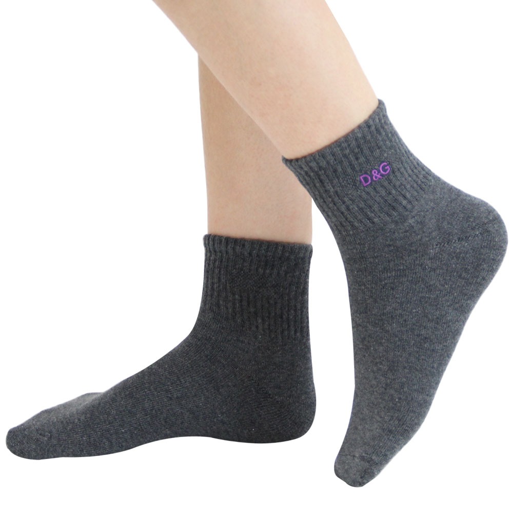 【D&G】素色刺繡1/2少女襪<黑>DL1001 短襪 襪子, , large