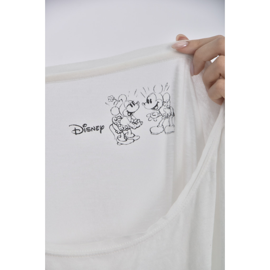 (F) disney棉質米奇米妮白色短袖上衣二手衣, , large