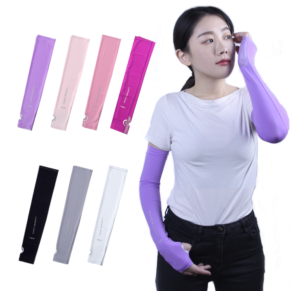 【標準桿】 MEGA COOUV Women Sports Arm Sleeves With Anti-slip Silicone Palm Design - white, , large