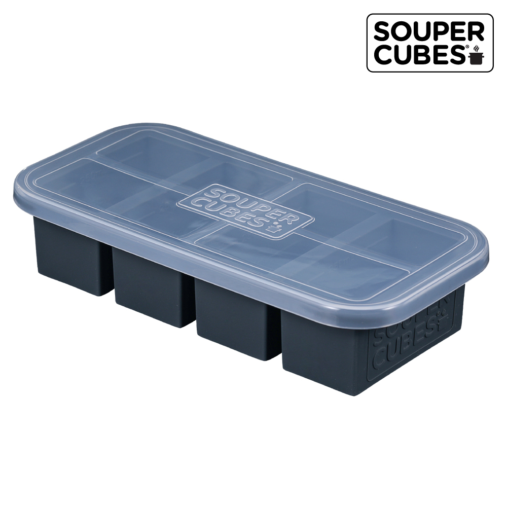 官方直營【Souper Cubes】多功能食品級矽膠保鮮盒_曜石灰2件組(2格+4格), , large