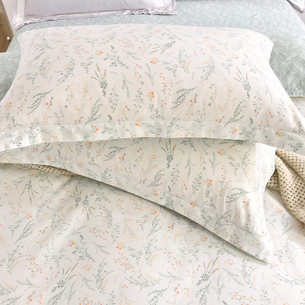 【Betrise】Warm Flower Lane | Environmentally friendly printing and dyeing anti-mite antibacterial 100% combed cotton dual-purpose quilt bed sheet set - large, , large
