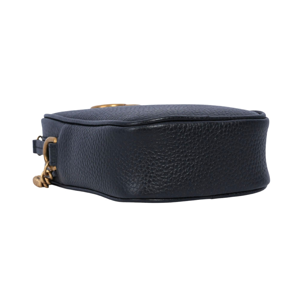 GUCCI Marmont 金色粒紋牛皮拉鍊手機包/鍊包/黑色, , large