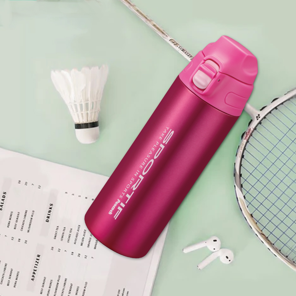 【日本孔雀Peacock】運動暢快直飲不鏽鋼保冷專用保溫杯550ML(直飲口設計)-桃紅, 桃紅, large