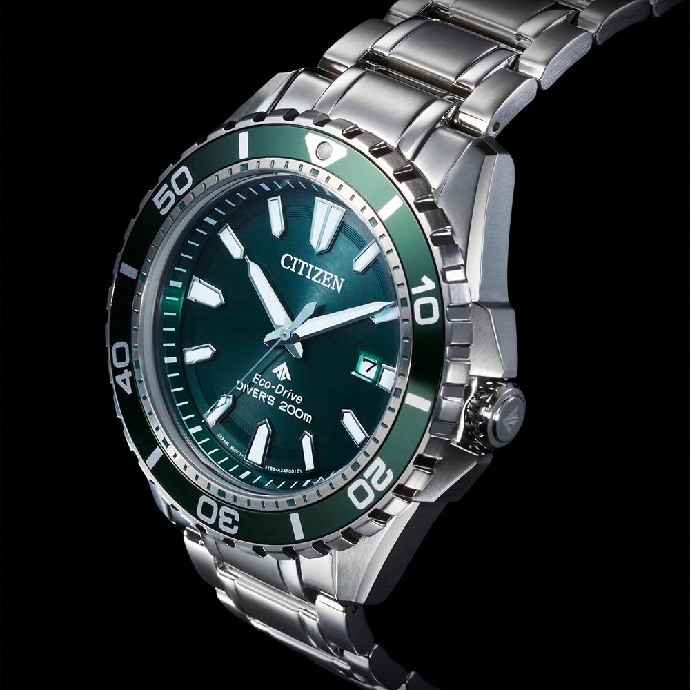 CITIZEN 星辰 PROMASTER MARINE 光動能200米潛水錶-銀x綠 BN0199-53X, , large