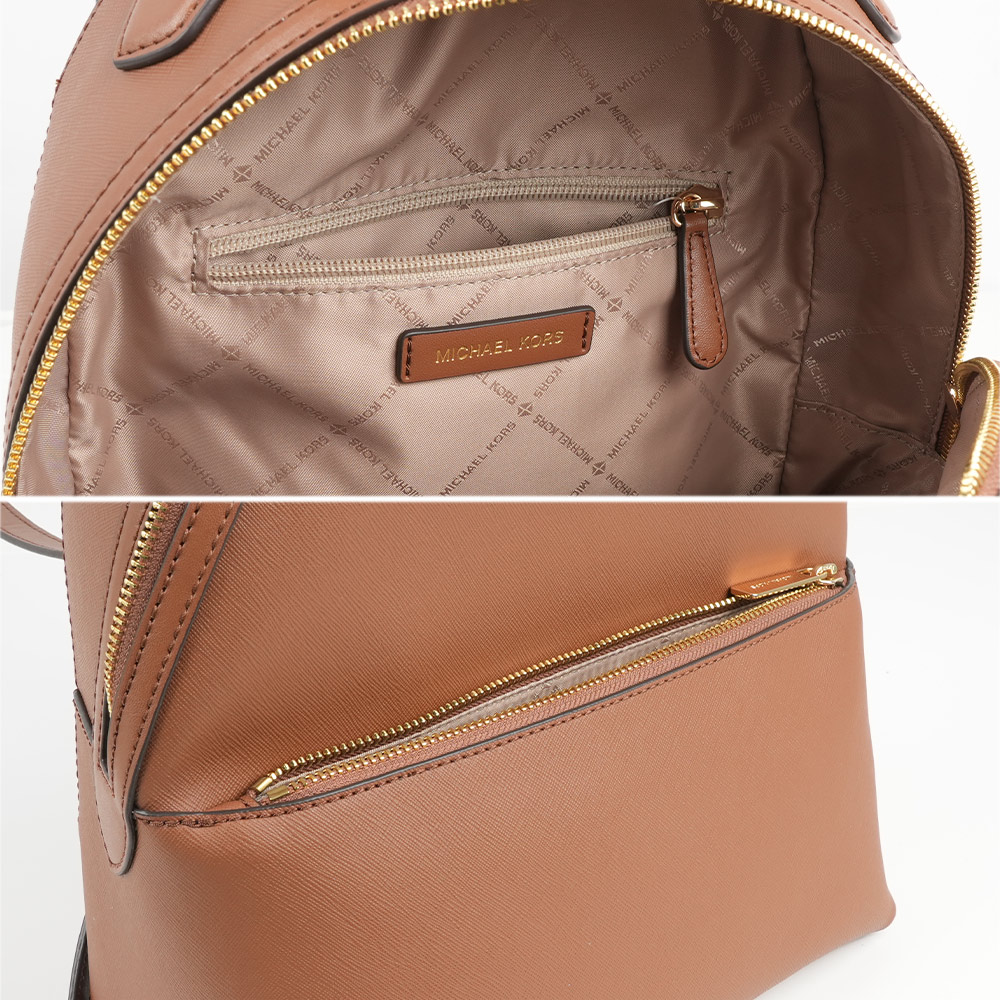 Michael Kors Sheila 防刮皮革拉鍊口袋中型後背包(焦糖色), , large