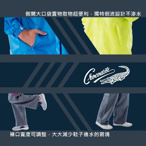 Crocodile Wind and Rain Rider Raincoat Multiple sizes L, XL, 2XL Color available Blue/Yellow Adjustable cuffs Breathable design High reflective safety design, , large
