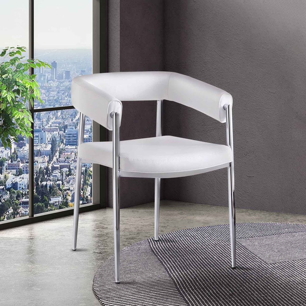 【Hampton 漢汀堡】實木方桌-白腳+皮面扶手餐椅-白色, , large