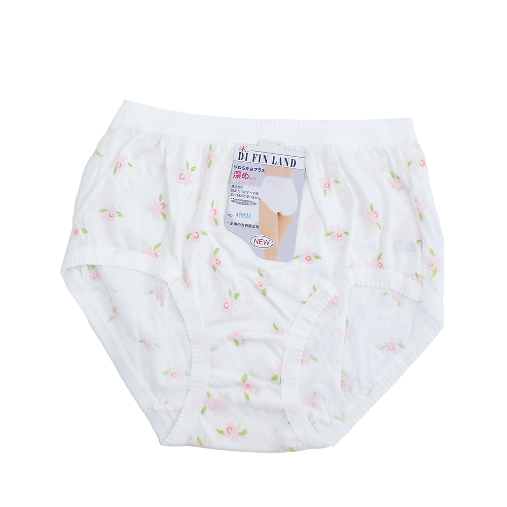大尺碼媽媽型大板印花女內褲-48924-白色-12件