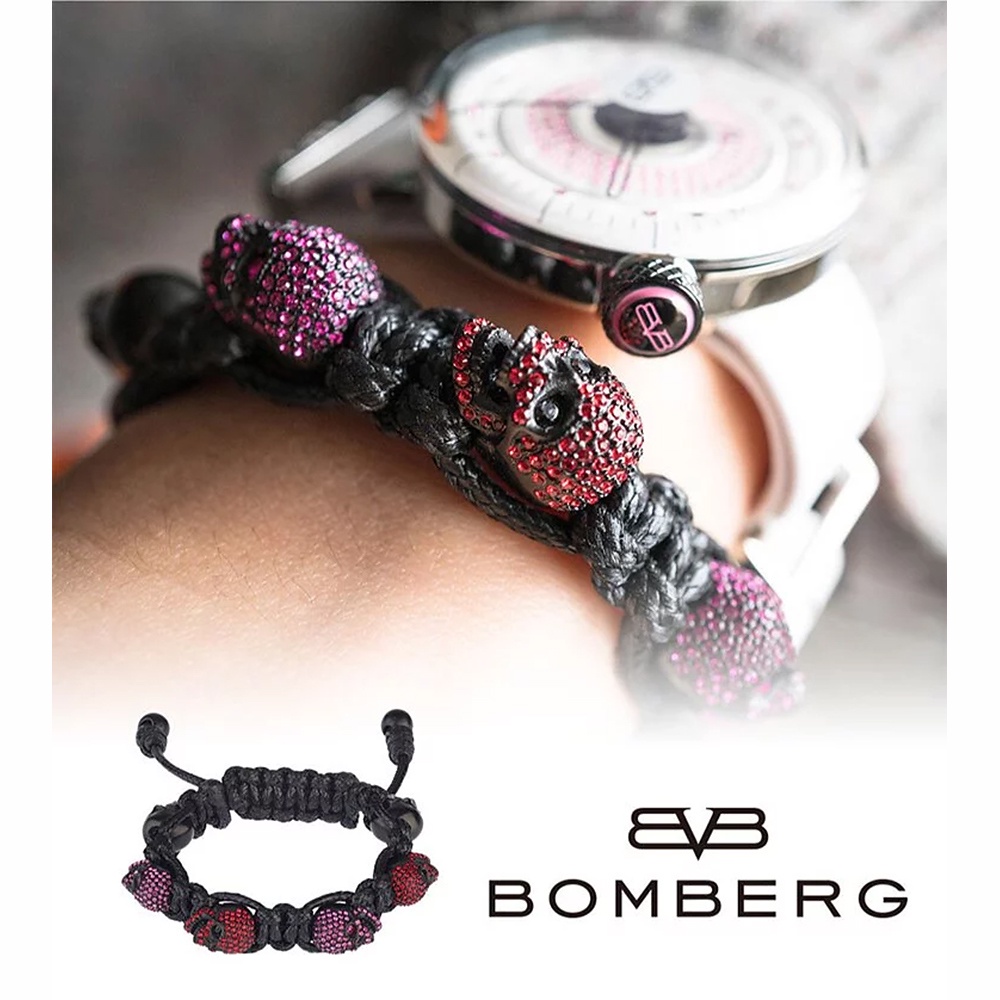BOMBERG 炸彈錶 紫紅水鑽黑骷髏黑色手環-S (JW-BKT-FSPBA.S4.3), , large