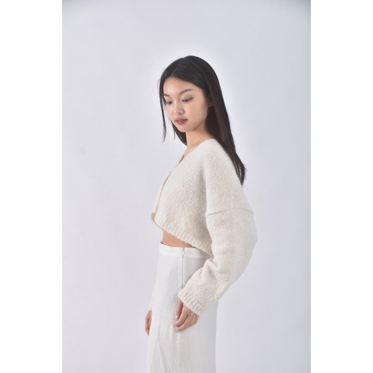 (F) 修身短版落肩白色外套二手衣, , large