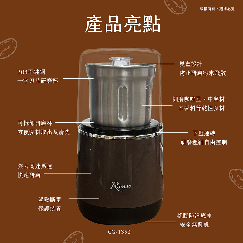 ROMEO Stainless Coffee Grinder, , large