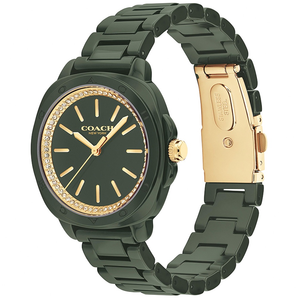 COACH Kitt 橄欖綠 晶鑽陶瓷女錶 34mm CO14504404, , large