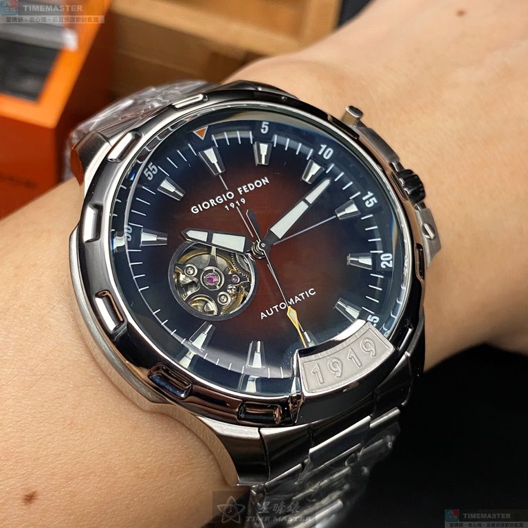 [星晴錶業]GiorgioFedon1919手錶,46mm,GF00068古銅色錶面銀錶殼銀色精鋼錶帶款, , large