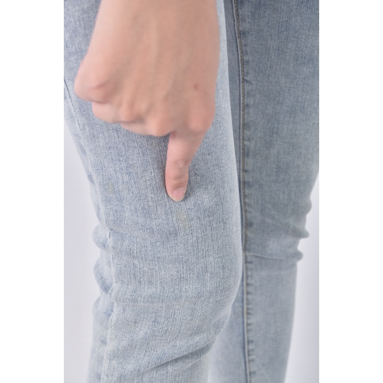 (M) 高腰丹寧牛仔後綁繩藍色長褲二手衣, , large