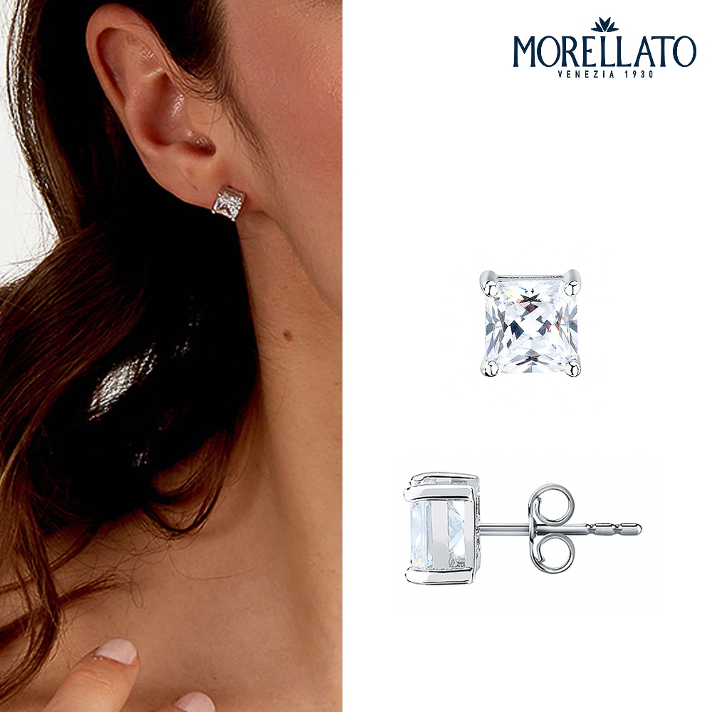 【快速出貨】MORELLATO Tesori系列 925純銀立方耳環 SAIW178, , large