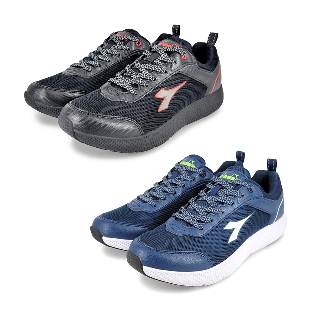 DIADORA迪亞多那 超輕量透氣跑鞋 男鞋 男運動鞋 慢跑鞋 寬楦 高腳背 反光 透氣 彈性 吸震 減壓 防滑 黑 藍, , large