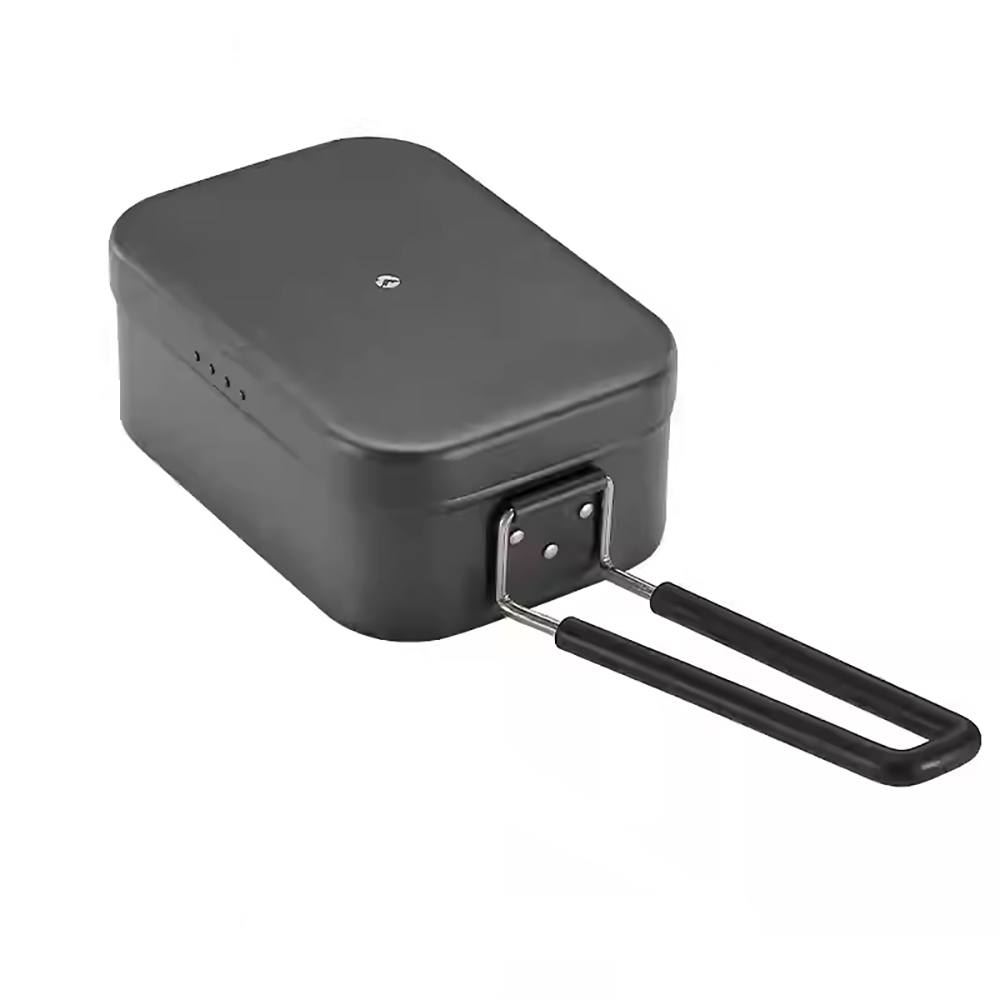 戶外洩壓鋁製飯盒灰色 1.3L （洩壓飯盒 露營、 輕量戶外炊具、復古軍風飯盒）, , large