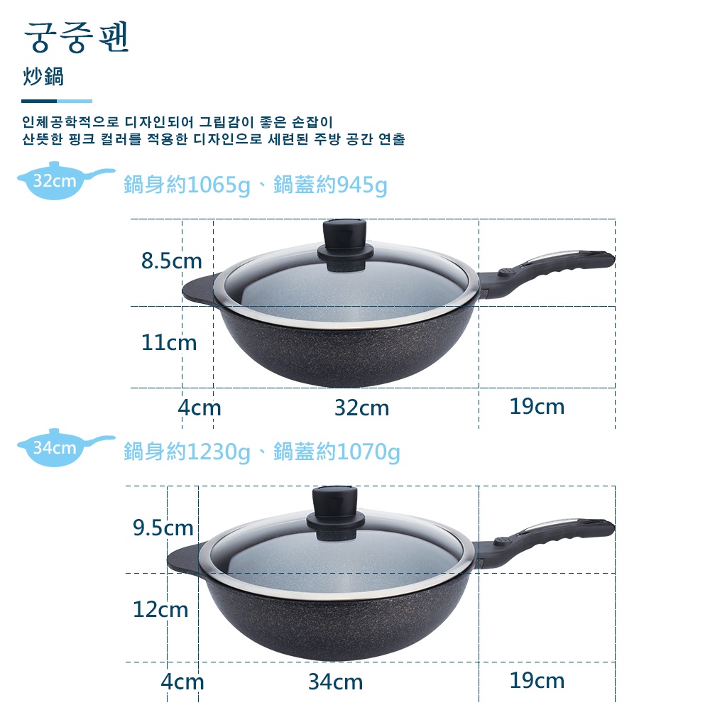 CLARE 可蕾爾 韓式不沾炒鍋韓式炒鍋無蓋韓國製造 無蓋32cm-Leidea樂德兒, , large