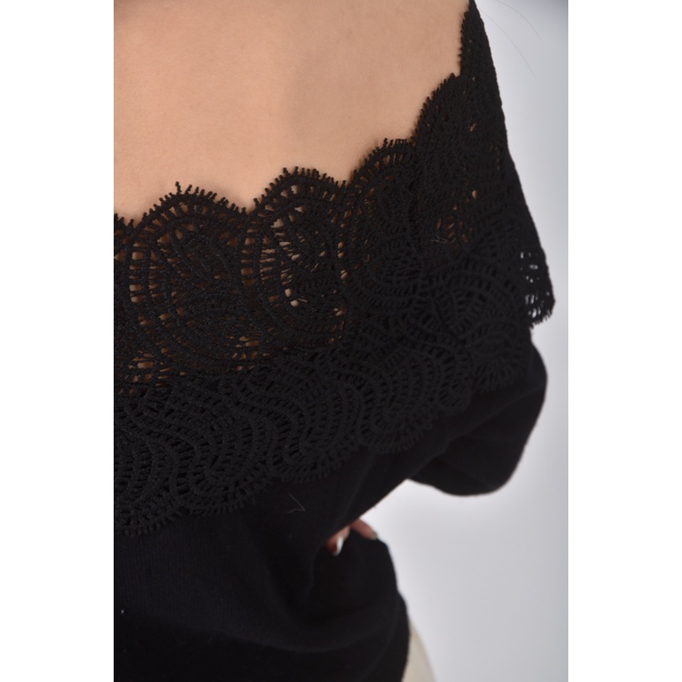 (M) 質感一字領黑色上衣二手衣, , large