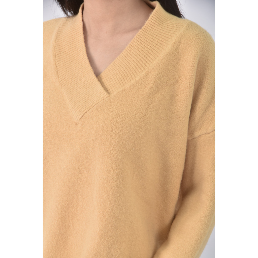(XL) V領黃色毛衣二手衣, , large