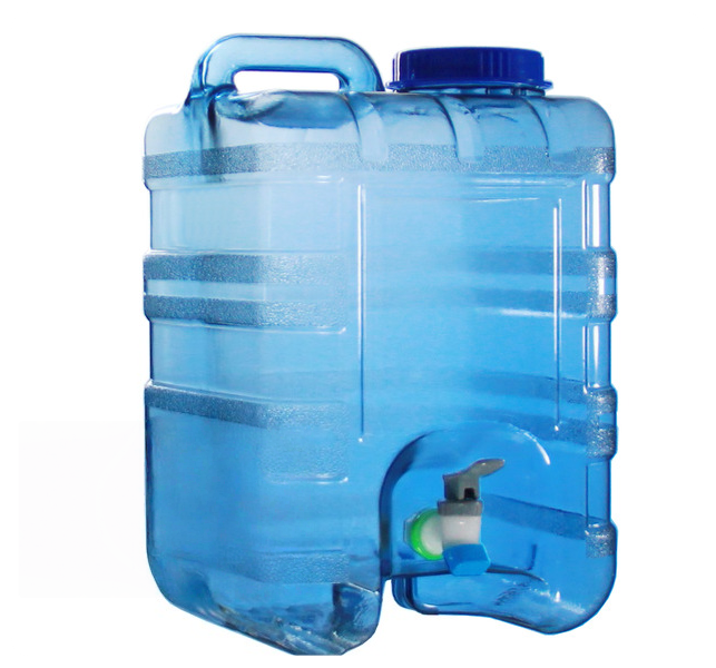 台灣製造PC方型蒸餾水桶 4加侖 16公升- 把手~食品級原料~桶裝水桶［不含水］~藍色水桶 FDA (按壓式水龍頭), , large