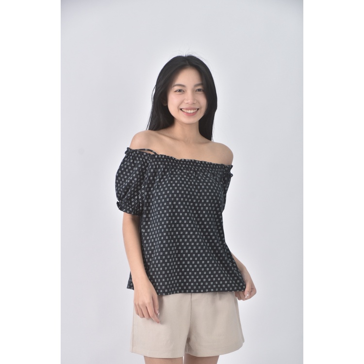 (S) 質感花邊藍色短袖上衣二手衣