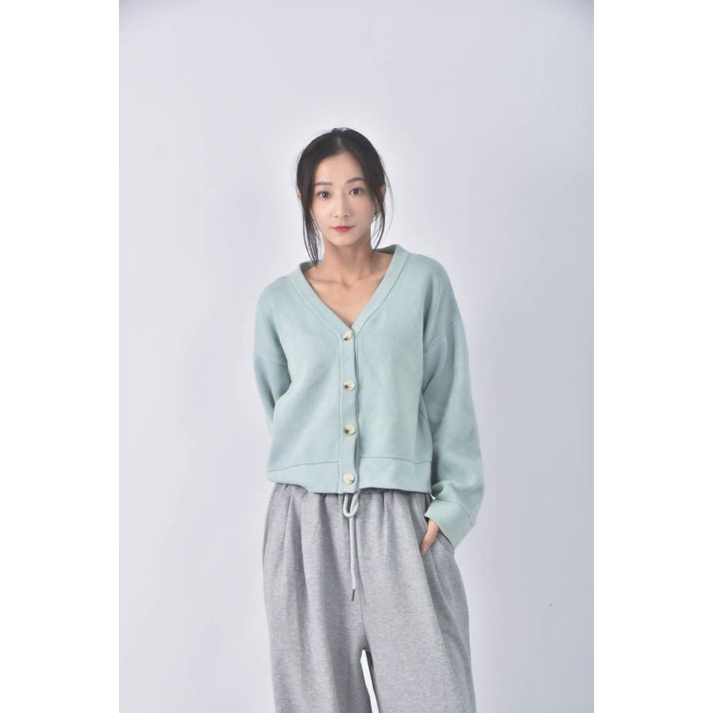 (S) 排扣綠色外套二手衣, , large