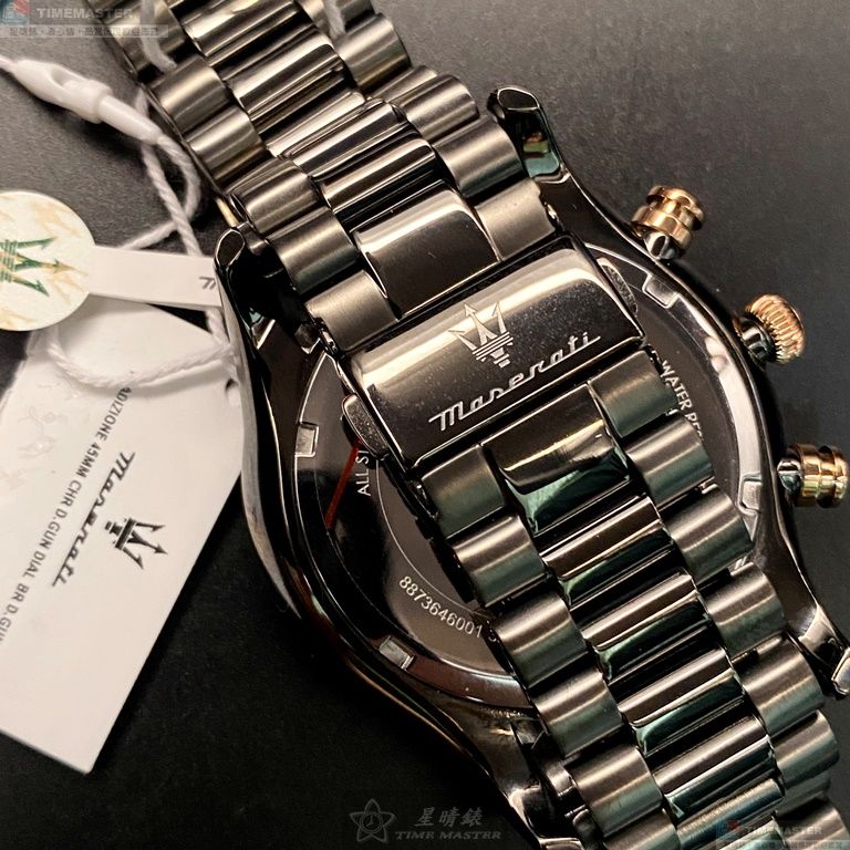 [星晴錶業]MASERATI手錶,46mm,R8873646001黑色錶面黑錶殼深黑色精鋼錶帶款, , large
