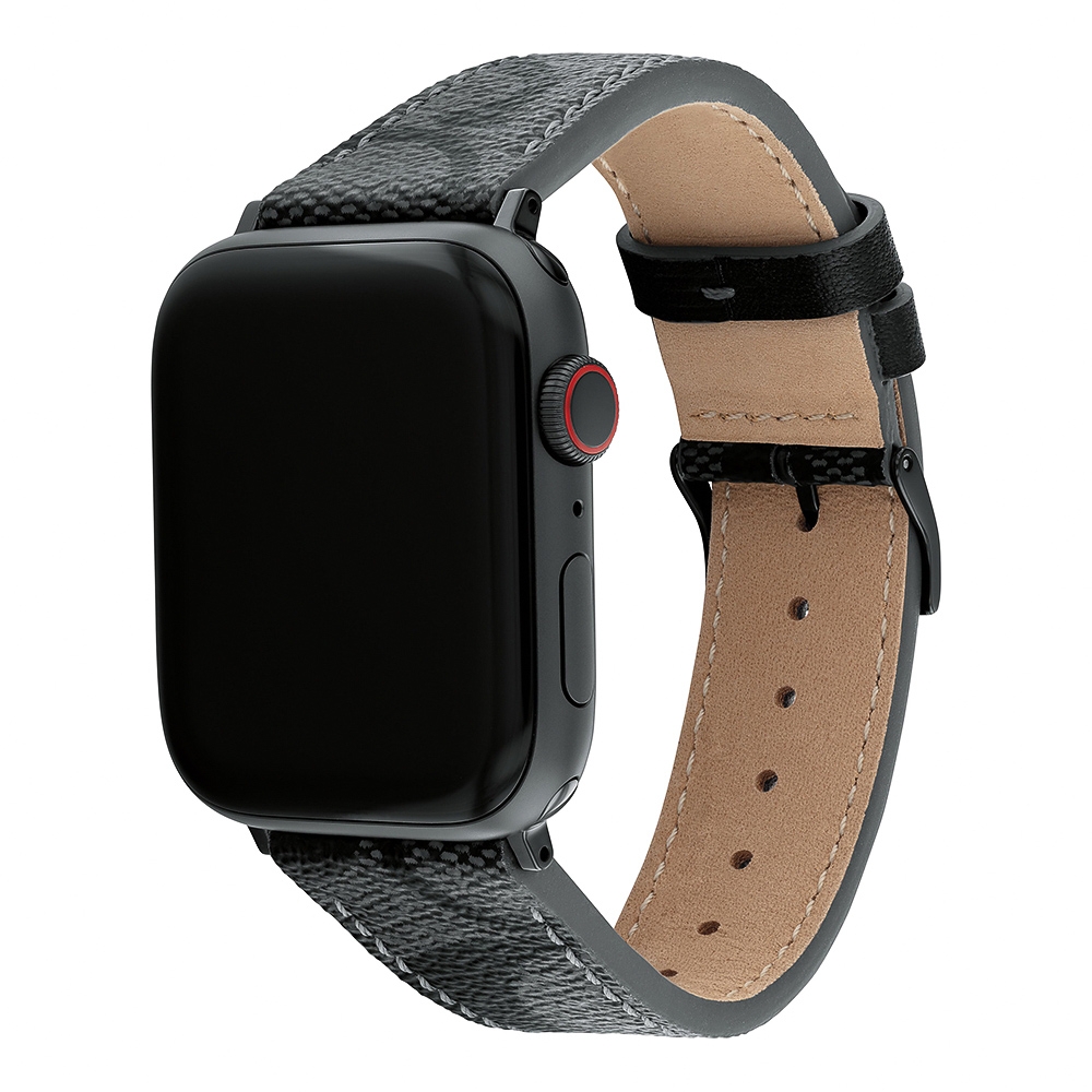 COACH Apple Watch 錶帶 42/44/45mm 適用 皮錶帶  - 鐵灰色 (不含手錶), , large