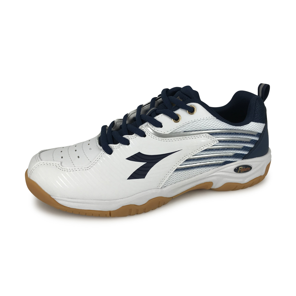 DIADORA迪亞多那 專業羽球輕量男鞋 男運動鞋 寬楦 高腳背 反光 耐磨 耐用 散熱 排濕 吸震 Q彈 止滑 白藍, , large