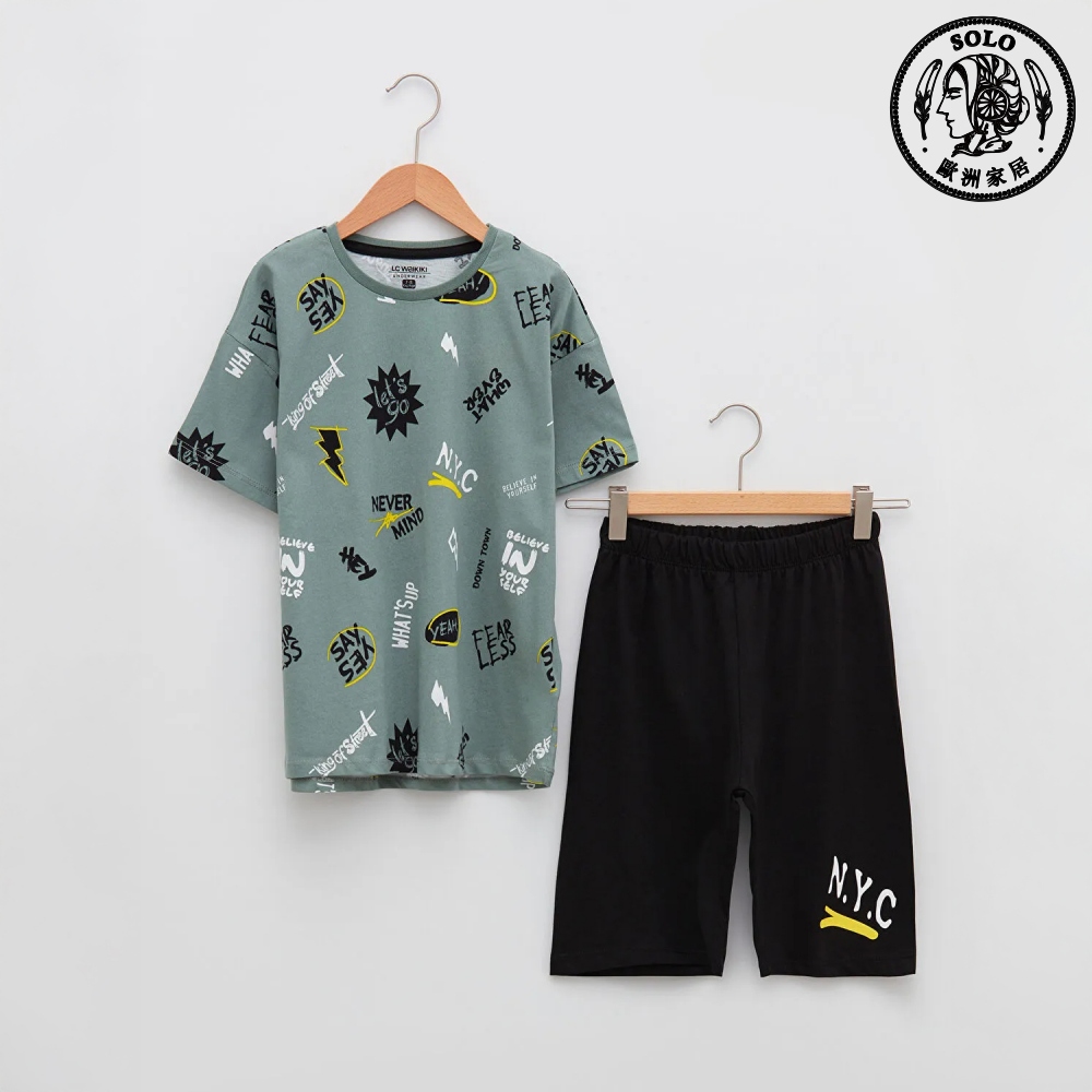 【SOLO Vintage】LCW Boys Street Graffiti T-Shirt & Shorts Set 4-5y, , large