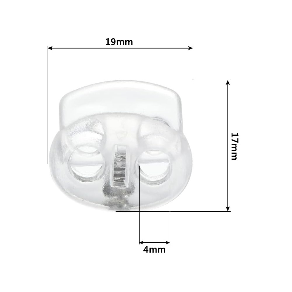 透明雙孔圓形豬鼻扣 束扣 豬鼻扣 彈簧扣 調節扣 鬆緊調節 帽繩調節扣 鬆緊鈕扣 止滑扣 手作材料 塑膠彈簧扣 透明, , large