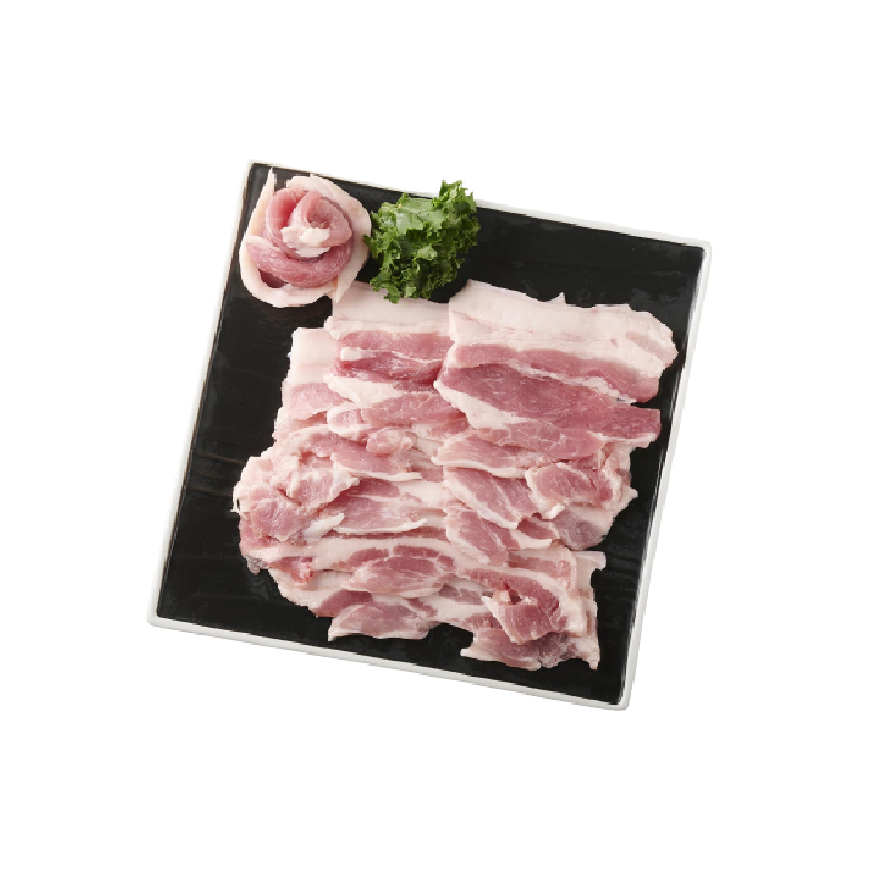 Chilled Taiwan pork skin-on belly slice, , large