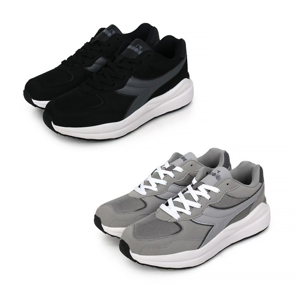 DIADORA迪亞多那 時尚運動男鞋 男運動鞋 男鞋 休閒鞋 復古 反光 輕量 透氣 保護後跟 足弓支撐 止滑 黑 灰, , large