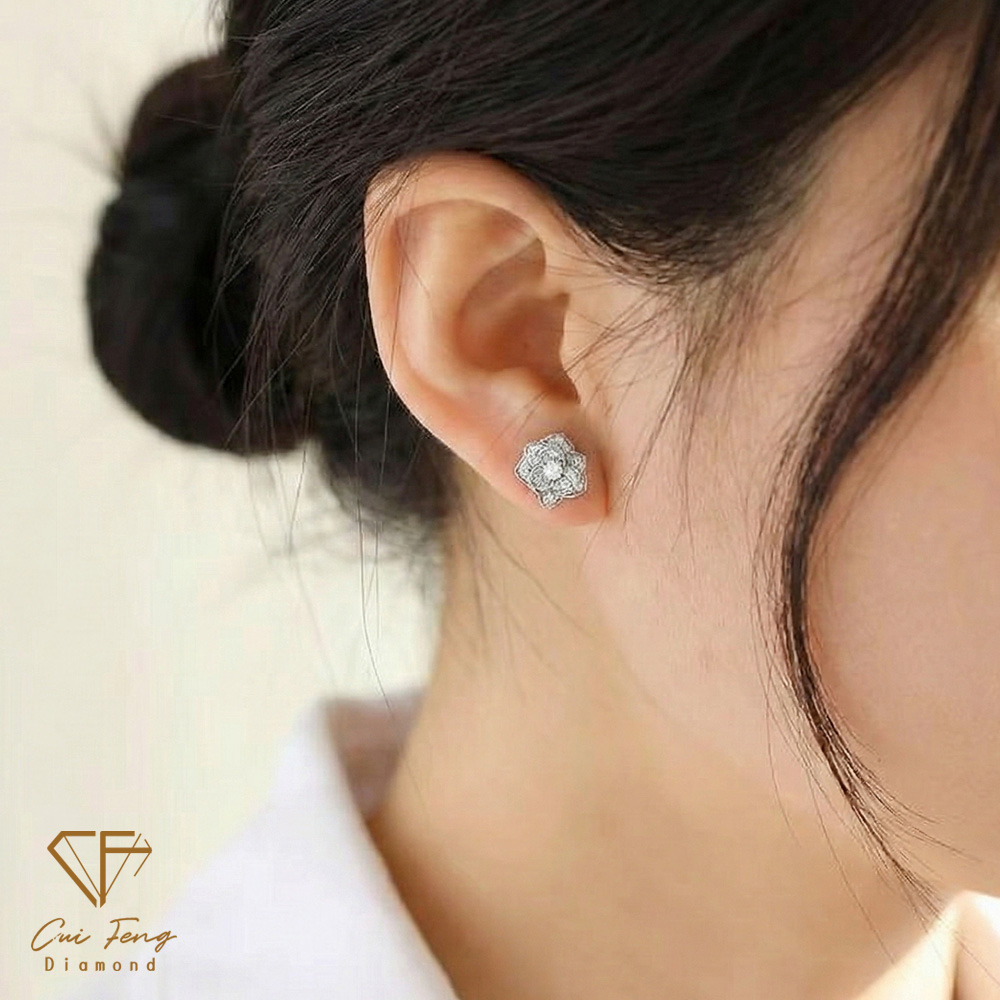 【CF鑽飾】耳環 莫桑鑽《花語》10分, , large