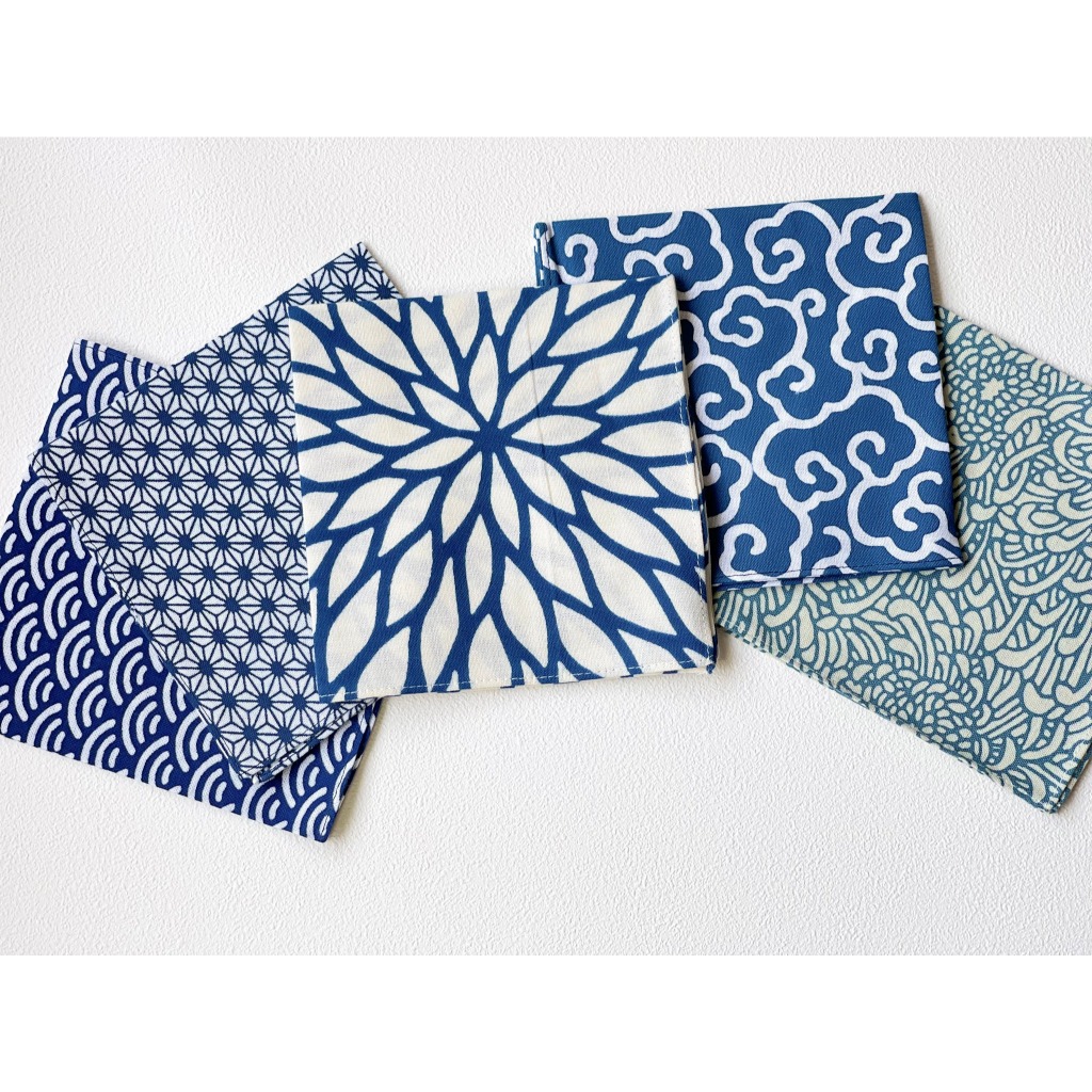 日本選物~ 日本製 KAMAWANU 紅酒/雞尾酒餐巾 全棉 方巾 多功能手巾 手帕 27x27 cm (夢幻藍五件組)