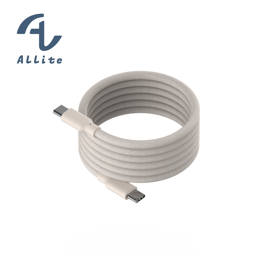 [OneMore Co., Ltd.] Allite Easy Cable Magnetic Braided Fast Charging Cable (USB-C to USB-C) Light Gray Brown, , large