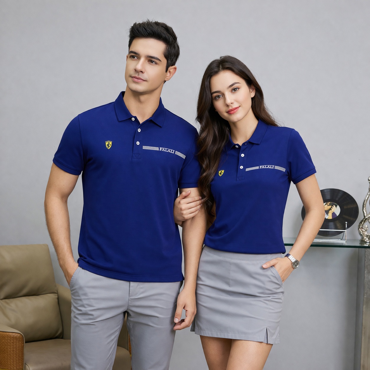 【FALALI】Short-sleeved cooling polo shirt - Men's (navy blue), , large