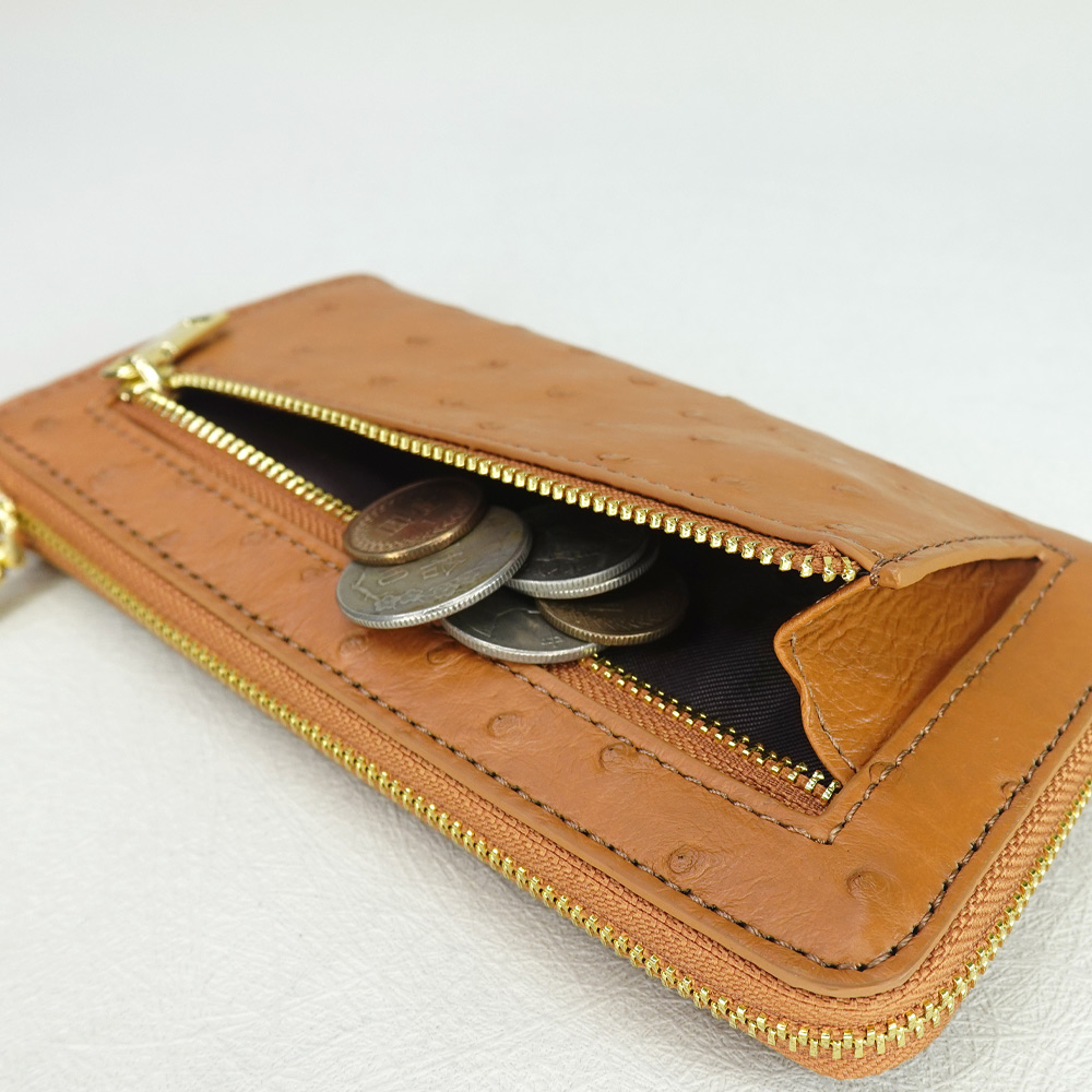 【M2nd】柯蜜頓鴕鳥皮通勤組輕薄長夾/證件套(駝-T65AT07A), , large