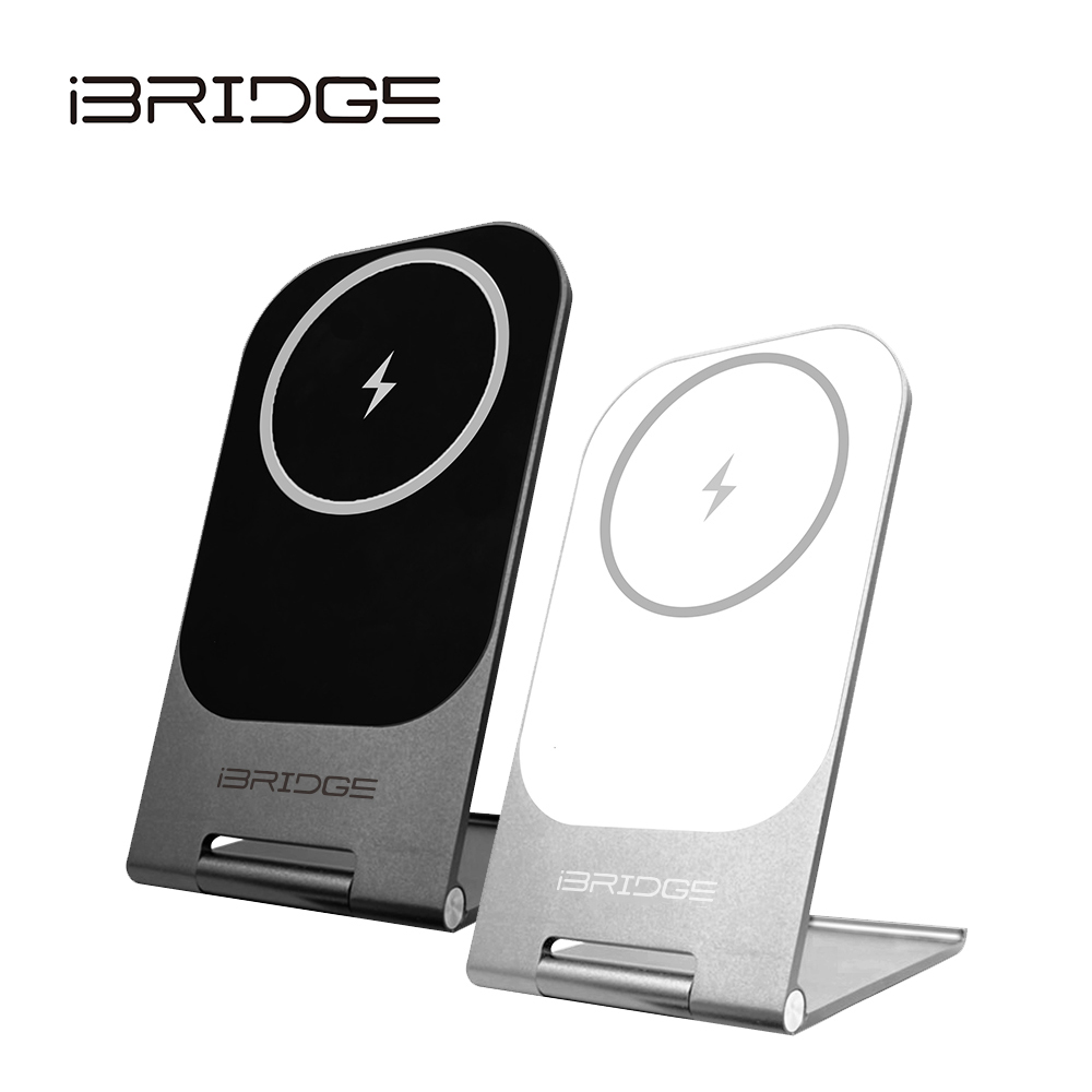iBRIDGE 15W超輕薄金屬支架無線充電器-黑, , large