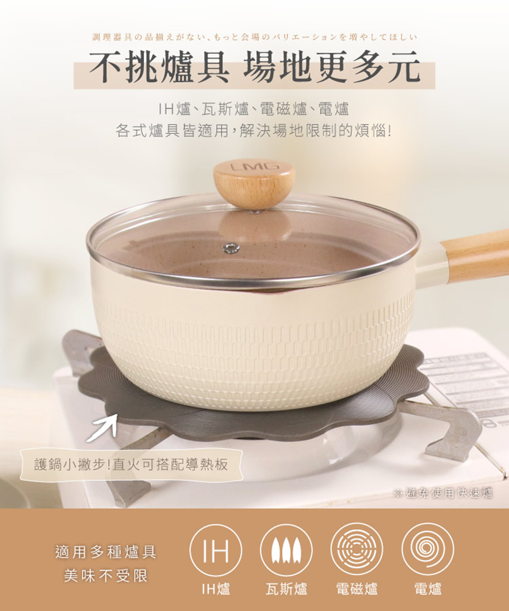 【LMG】錘紋不沾雪平鍋/附蓋 20cm 贈 植萃酵素廚房去油清潔劑500ml, , large